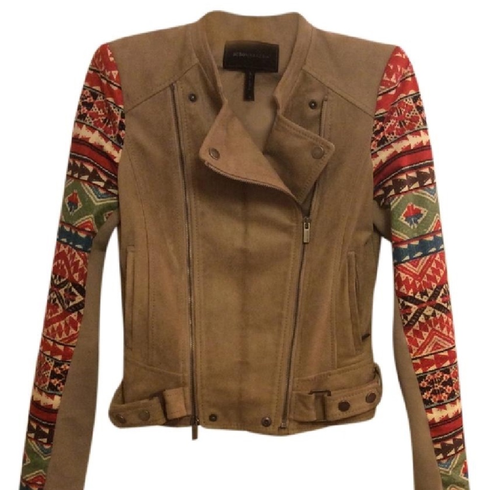 BCBG Suede Asymmetrical Leather Jacket